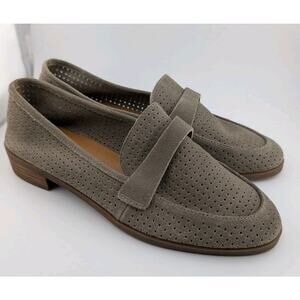 Lucky Brand 8.5 Grey Suede Leather Women's Penny Loafers Gray Slip On